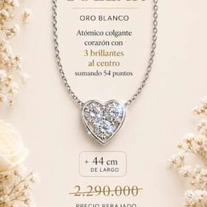 Collar Corazon Atomico Con Brillantes