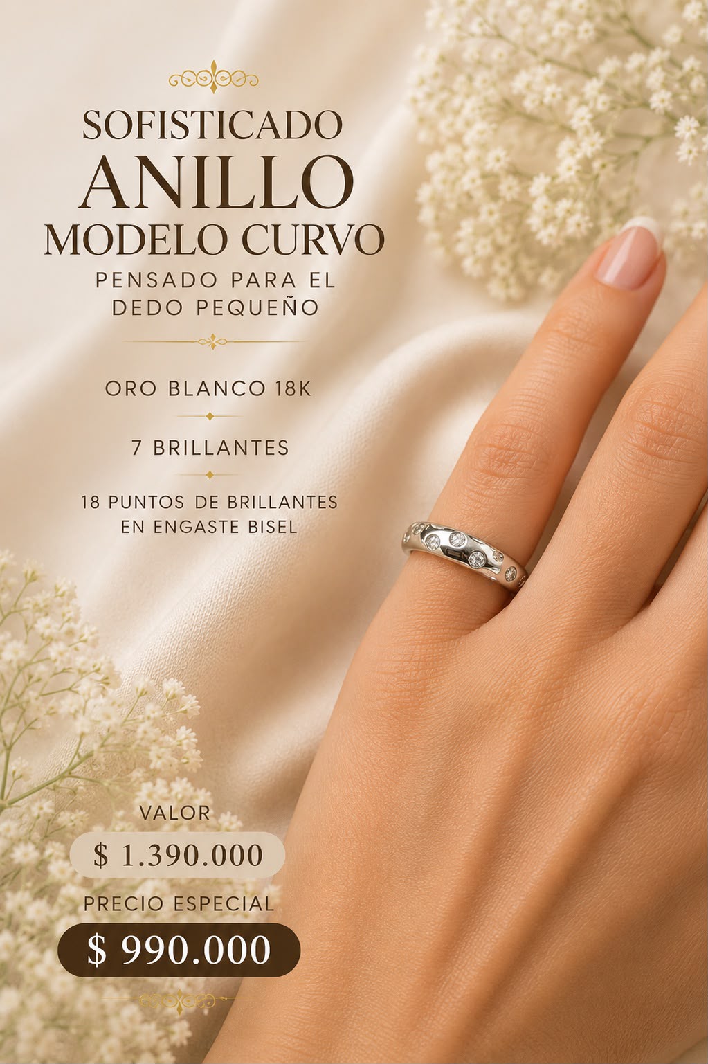 Anillo sofisticado curvo