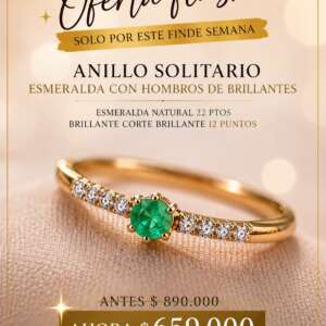 Anillo solitario verde