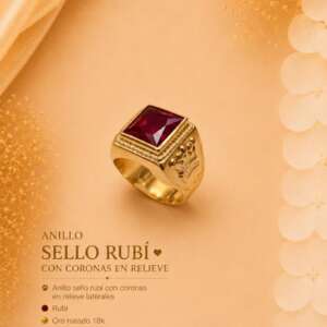 Anillo Sello Rubí Corona