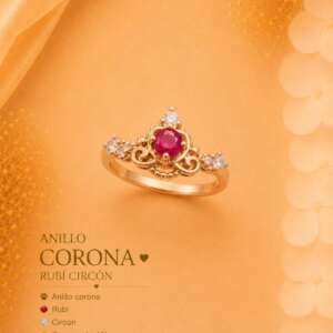 Anillo Corona Rubí Circón