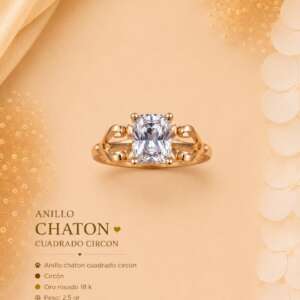 Anillo Chaton Cuadrado Circon