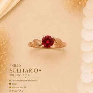 Anillo Solitario Rubí